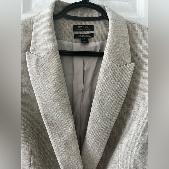 RW&CO Oatmeal Double-Breasted Blazer Size 6 Work Jacket Office Wear Quiet Luxury - Picture 8 of 13
